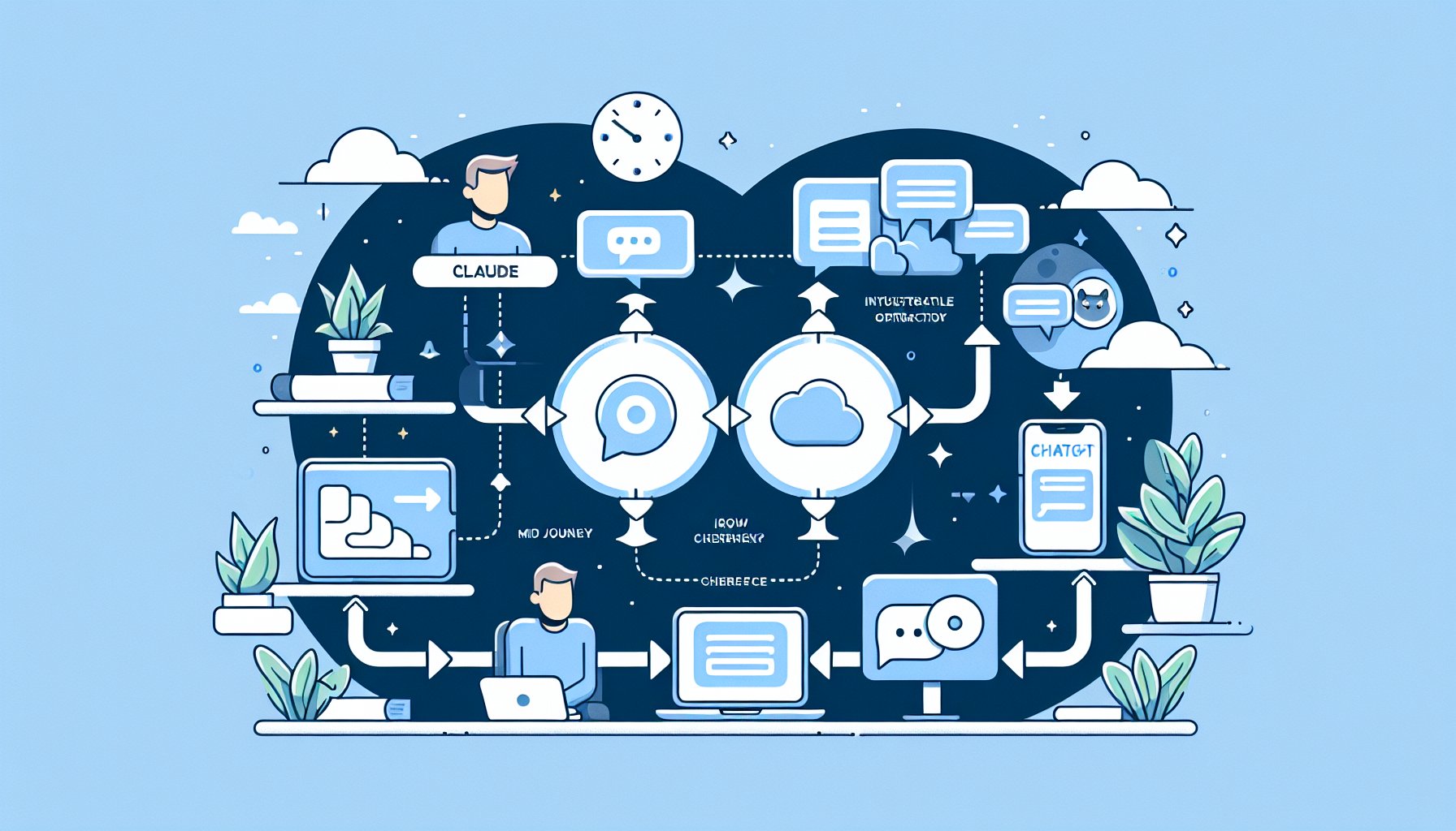 ChatGPT / Claude / Midjourney — workflow diagram