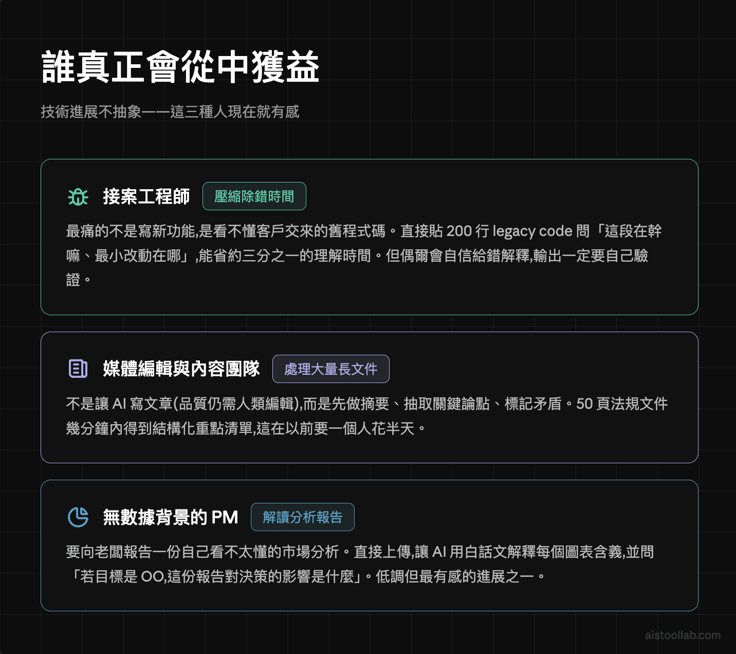 三種最受益於 AI 進展的使用情境