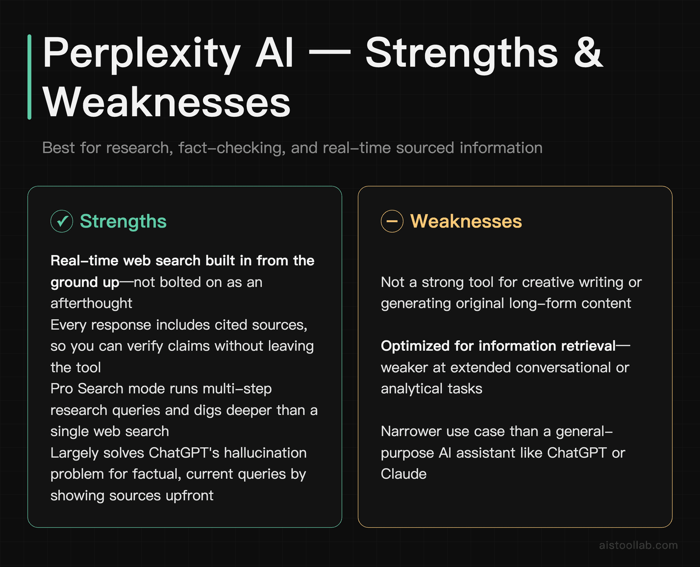 Perplexity AI strengths and weaknesses as a ChatGPT alternative for research and real-time cited information