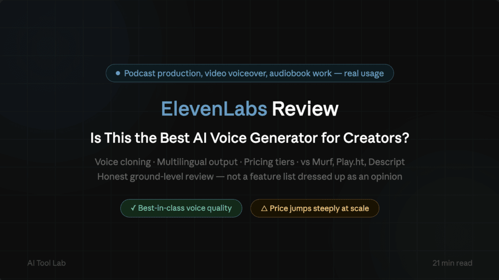 ElevenLabs Review: Is This the Best AI Voice Generator for Creators? — cover design card