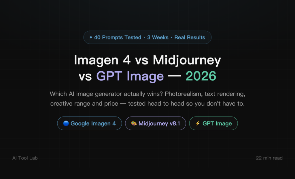 Google Imagen 4 vs Midjourney vs GPT Image: The Best AI Image Generator in 2026 — cover design card