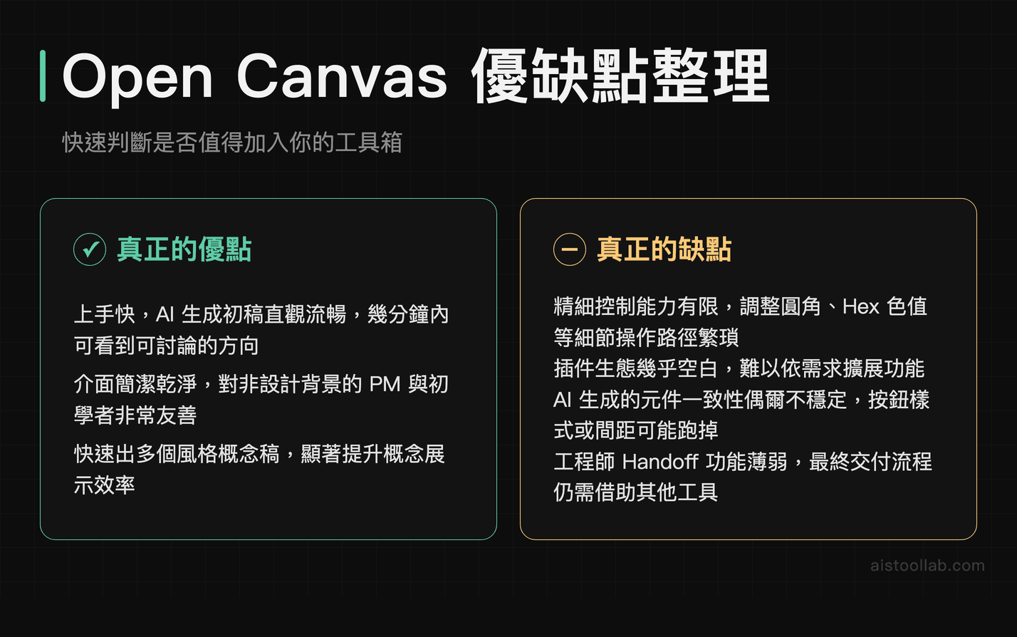 Open Canvas AI 設計工具的優點與缺點完整整理