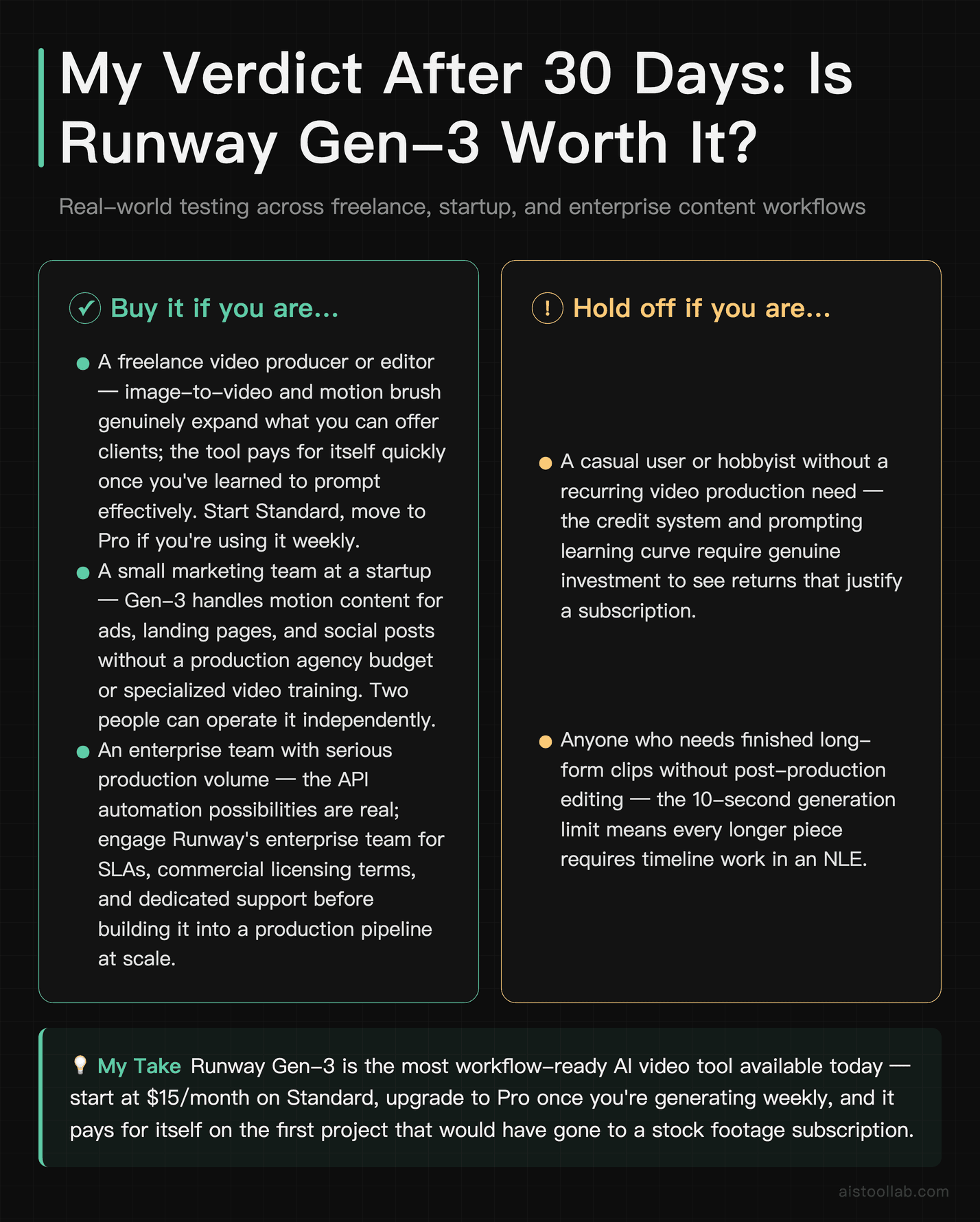 Runway Gen-3 final verdict: who should buy versus who should skip — recommendations for freelancers, startups, and enterprise teams