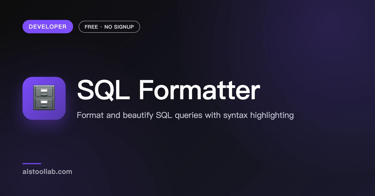 SQL Formatter — Free Online Tool - AI Tool Lab