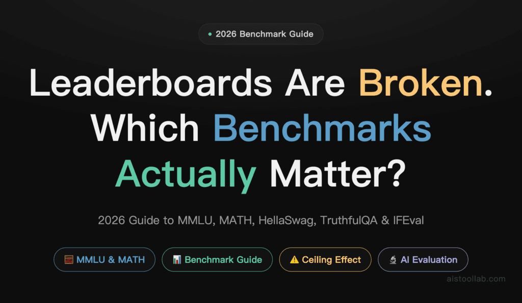AI Model Performance Metrics Comparison 2026: MMLU vs MATH vs HellaSwag vs TruthfulQA — Which Benchmarks Actually Matter — cover design card