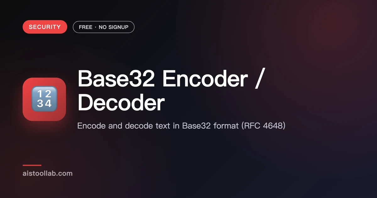 Base32 Encoder / Decoder — Free Online Tool - AI Tool Lab