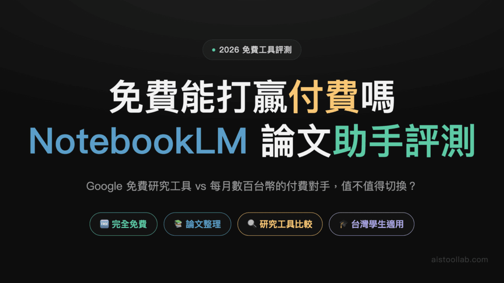 Google NotebookLM 2026深度評測：免費AI論文助手如何替代付費研究工具 — 封面設計卡