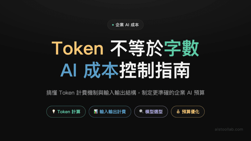 AI 成本控制完全指南：Token 計算、模型選擇與企業預算優化 — 封面設計卡