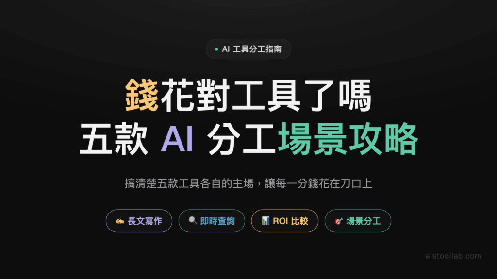 AI 工具分工指南 2026：Claude／Gemini／Perplexity 實測＋ChatGPT/Midjourney 整理 封面