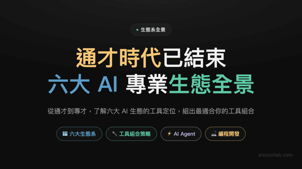 2026年AI工具專業化時代全景圖：從通才到專才的完整生態系評測 封面