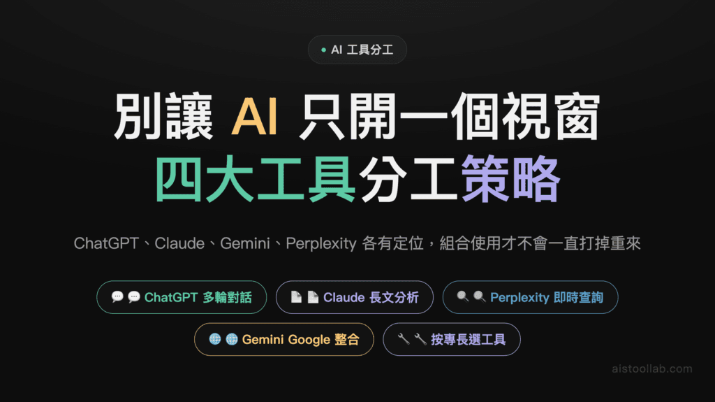 四個 AI 工具的能力邊界在哪：為什麼全部丟給 ChatGPT 會卡住 封面