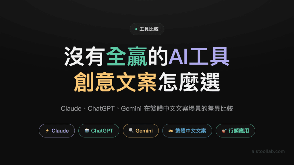 2026年AI寫作工具大比拼：Claude vs ChatGPT vs Gemini在創意文案的真實表現 封面
