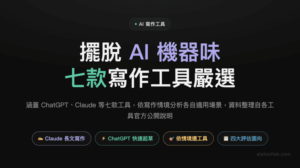 2026 年寫作與內容創作最好用的 AI 工具：7 款嚴選推薦 封面