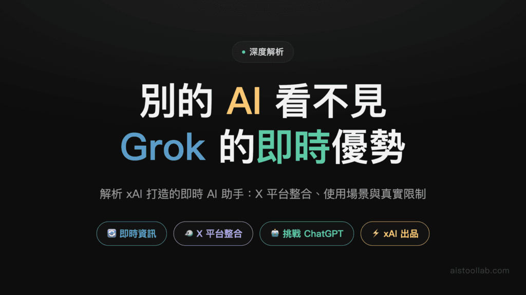 Grok AI 2026 深度解析：xAI 的實時 AI 助手如何挑戰 ChatGPT？ 封面