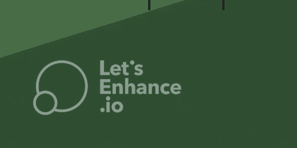 The downloaded free-tier result with a Let’s Enhance.io watermark burned into the bottom-left corner