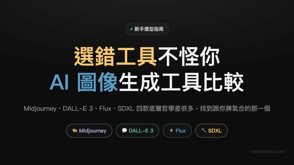 Midjourney vs DALL-E 3 vs Flux vs Stable Diffusion XL：2026年AI圖像生成工具完整對比 封面