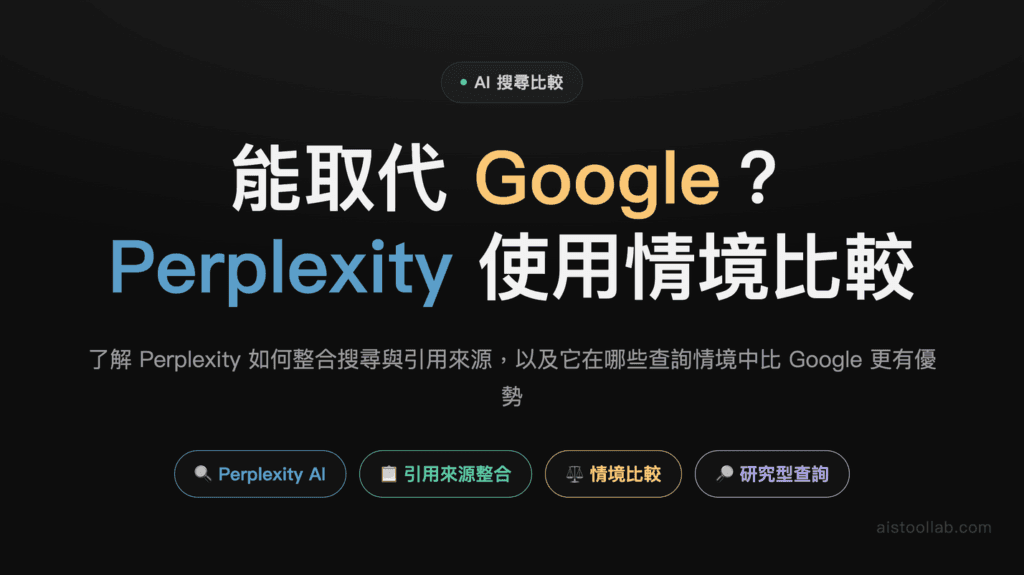Perplexity AI 實測與情境比較：何時用它、何時用 Google？ 封面
