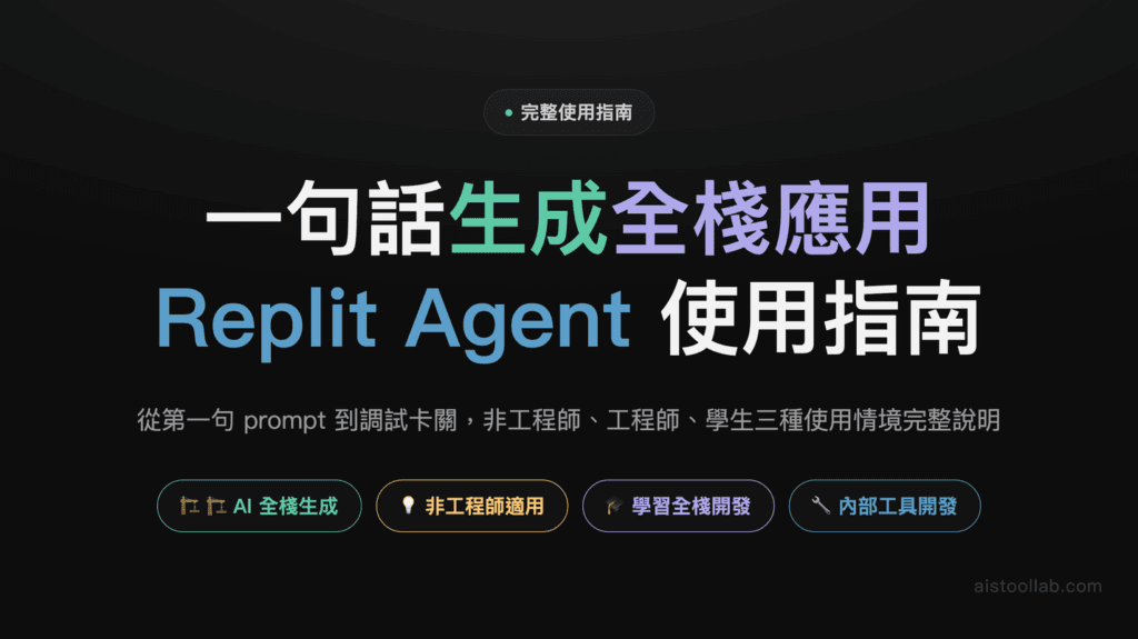 Replit Agent 2026年使用指南：如何用AI自動生成全棧應用 封面