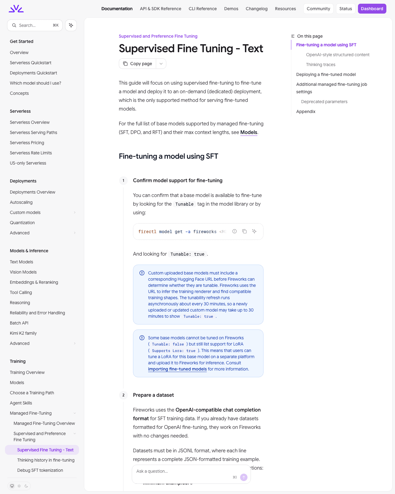 Official documentation page screenshot